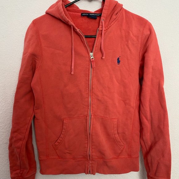Salmon/Lite Orange Polo Ralph Lauren Zip Up Hoodie - Picture 1 of 4